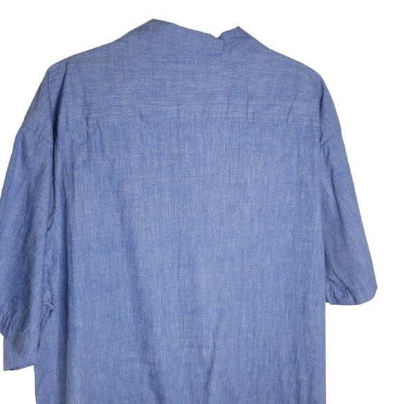 Batik Bay Men's XL Blue Floral Short Sleeve Button Front Cotton Hawaiian Shirt - Picture 8 of 9